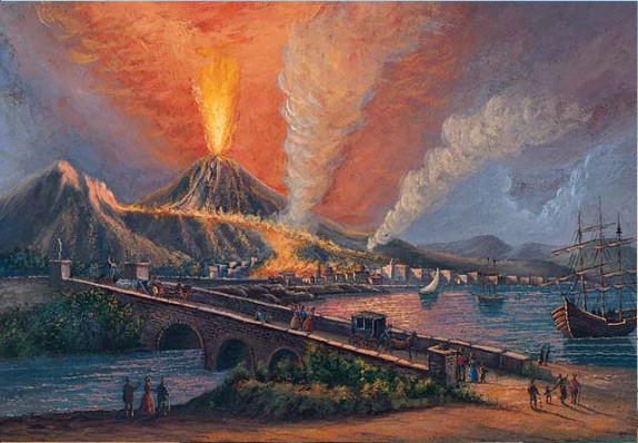 Gouaches Edizioni Savarese - Napoli - Vesuvio in eruzione